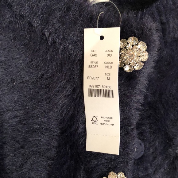 J. Crew Navy Fuzzy Women's Sweater Jacket - Picture 3 of 6